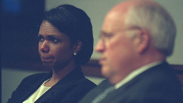 Rice bites her lip while watching the events (Photo: US National Archive) (צילום: ארכיון לאומי ארה''ב) Rice bites her lip while watching the events (Photo: US National Archive)