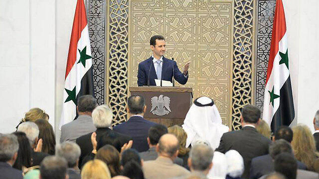 Assad delivering speech on Sunday (Photo: AFP) (צילום: AFP) Assad delivering speech on Sunday (Photo: AFP)