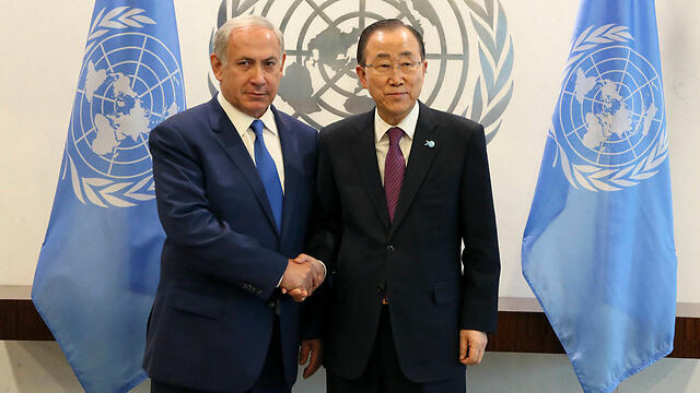 Sec.-Gen. Ban and PM Netanyahu at the UN. (Photo: AP)