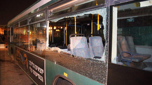 The damaged bus in Jaffa. (Photo: Moti Kimchi)