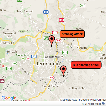 Map Jerusalem attacksnullnull Map Jerusalem attacks