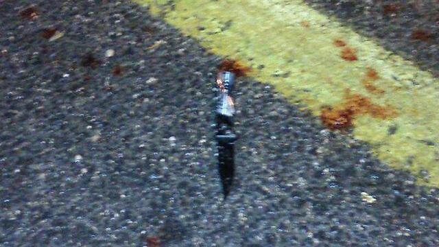 The knife used in the attack at Ariel Junction. (Photo: Dudu Ivgi)