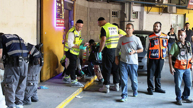 The scene of the attack outside the Panorama building. (Photo: Avi Meolam)