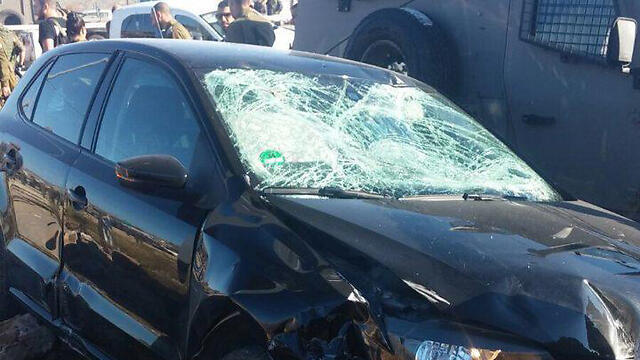 The car used in the Tapuah Junction attack (צילום: מועצה איזורית שומרון) The car used in the Tapuah Junction attack