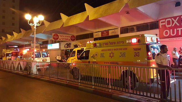 The scene of a stabbing attack in Nahariya on Friday evening. (Photo: Magen David Adom)