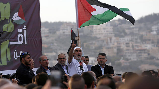 Ra'ad Salach at protest in Umm al-Fahm (Photo: AFP)