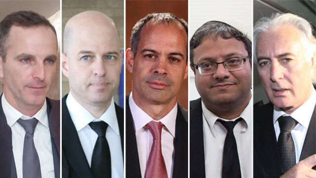 The lawyers representing the Jewish terror suspects (Left to right): David Halevy, Hai Habar, Adi Keidar, Itamar Ben Gvir and Tzion Amir. (Photos: Moti Kimchi, Avi Meulam, EPA, Eli Mendelbaum)