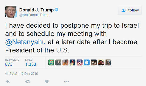Trump's tweet announcing his decision to postpone visit.nullnull Trump's tweet announcing his decision to postpone visit.