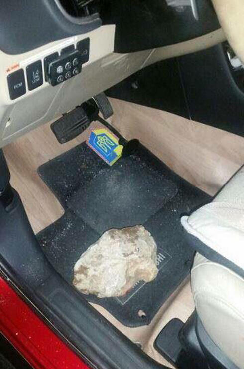 The rock hurled at the car (Photo: TPS)