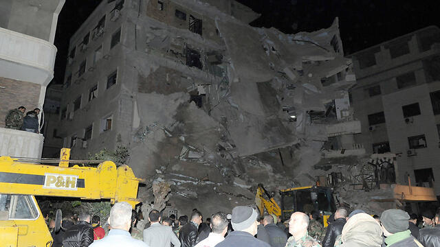 The building bombed in Jaramana in Syria, where Kuntar was hiding (Photo: AFP)