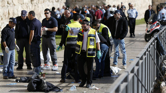 The scene of the attack at the Jaffa Gate (Photo: AFP)