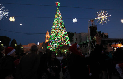 A giant Christmas tree in Bethlehem (Photo: AFP)