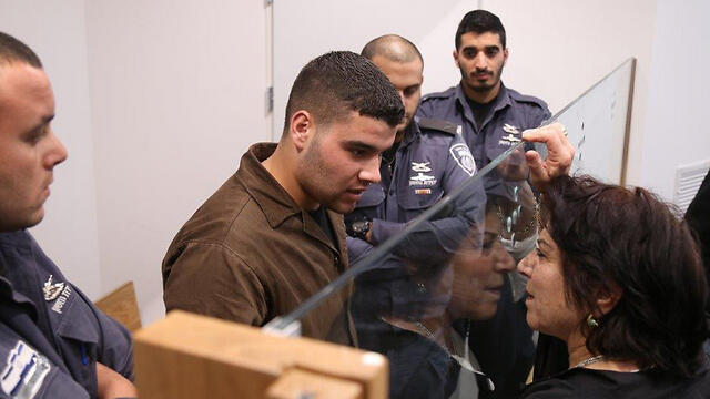 Terrorist Nur al-Din Abu Khashiyeh in court (Photo: Motti Kimchi) (צילום: מוטי קמחי) Terrorist Nur al-Din Abu Khashiyeh in court (Photo: Motti Kimchi)