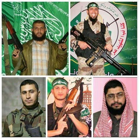 The five Hamas militants who guarded Shalit, all of whom have been killed. Clockwise from top-left: Sami Hamida, Khaled Abu Bakra, Abdallah Lubbad, Mohammed Daoud and Abed el-Rahman Mubasher.