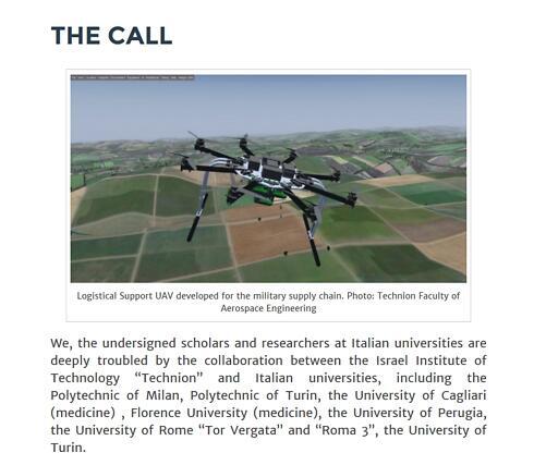 The Italian call for an academic boycott of Israel
