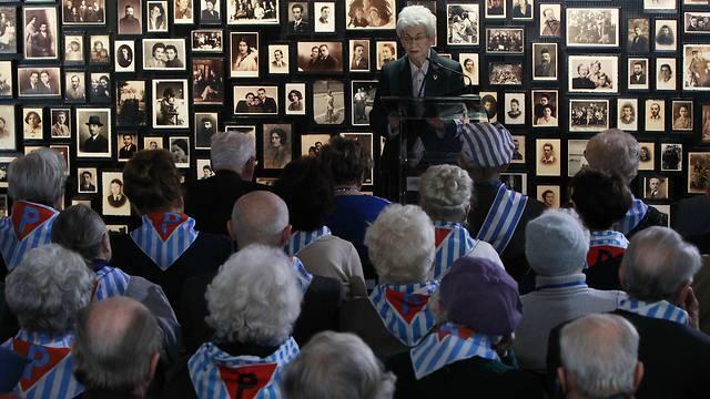 Survivor Helena Brzozowska speaks during a ceremony at the former Auschwitz Nazi death camp (Photo: AP) (AP) Survivor Helena Brzozowska speaks during a ceremony at the former Auschwitz Nazi death camp (Photo: AP)