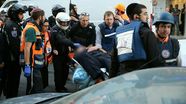 Scene of the shooting in Jerusalem (Photo: Hillel Meir, TPS)