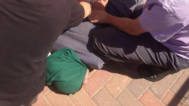 The attacker overpowered and arrested.