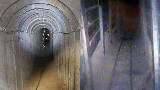 New-style Hamas tunnel, right, old-style Hamas tunnel, left (Photo: IDF spokesperson)