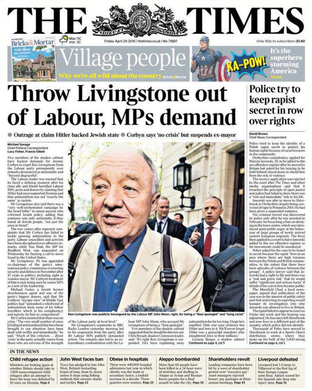 "Члены палаты общин требуют исключить Ливингстона из партии". The Times, 2016 год