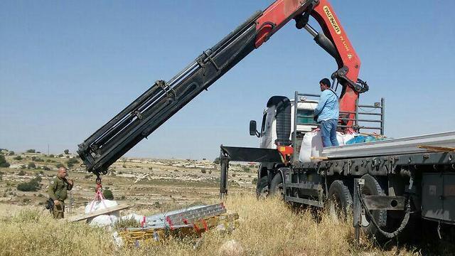 Civil Administration officers at Khavat Gal (Photo: TPS)