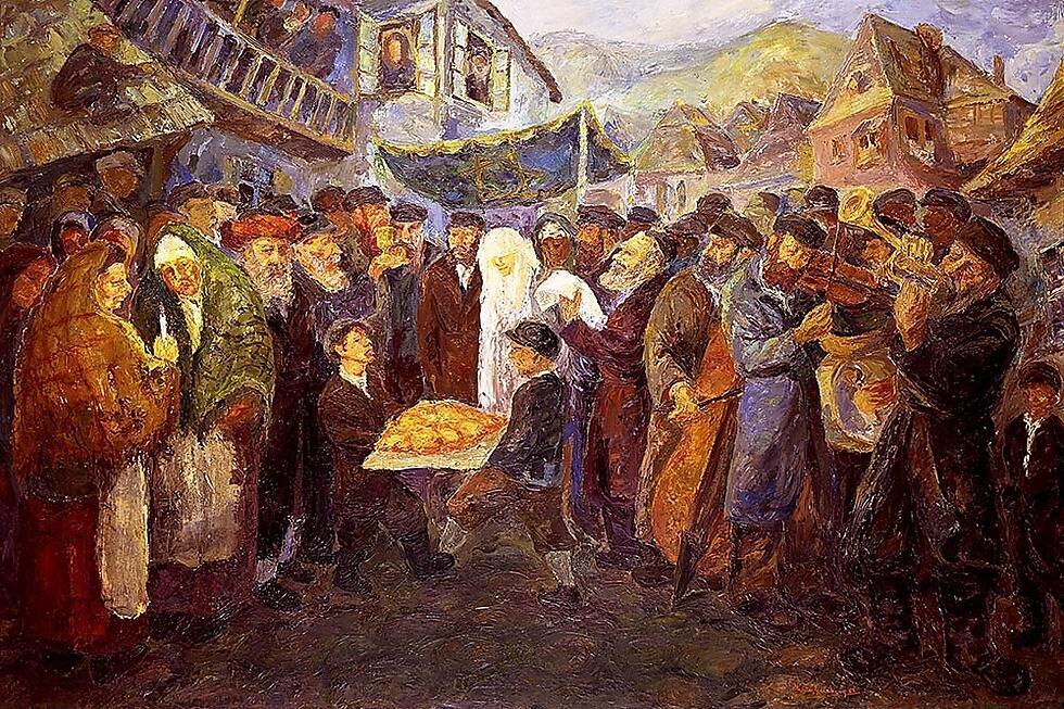 Jewish wedding scene (Art: Haim Goldberg)