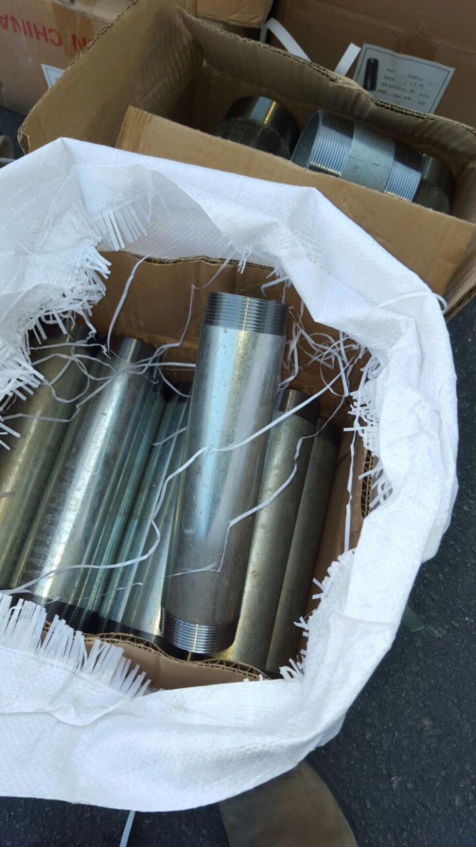 Pipes wiith fittings to make mortars (Photo: Crossing Points Authority)