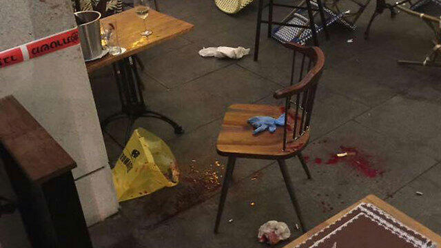 Bloodied scene of the attack at Max Brenner.