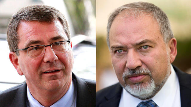 Ashton Carter and Avigdor Lieberman (Photos: EPA, AP) (צילום: EPA, AP) Ashton Carter and Avigdor Lieberman (Photos: EPA, AP)