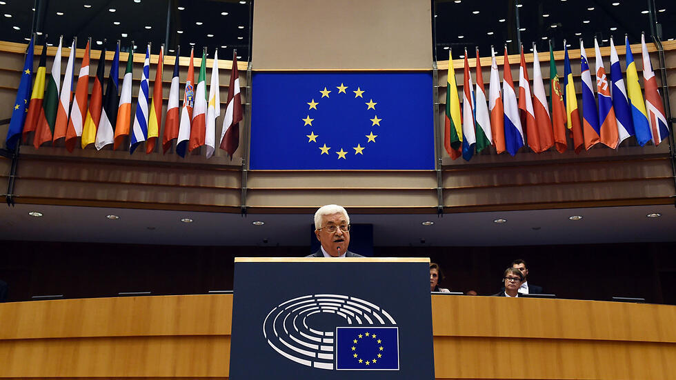 Palestinian President Mahmoud Abbas at the European Parlaiment (Photo: AFP)