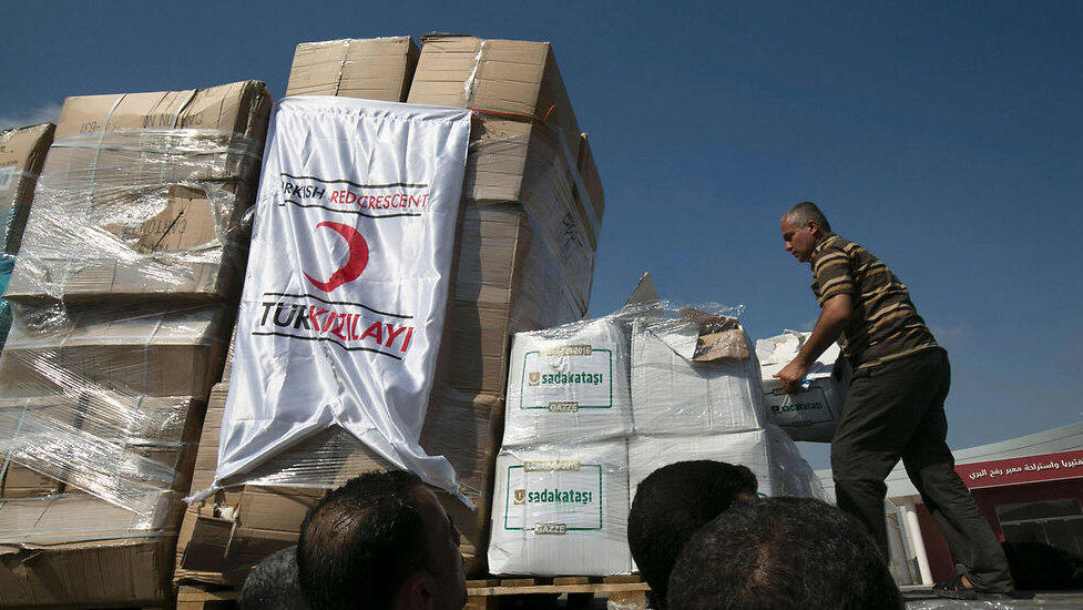 An aid truck from Turkey bound for Gaza 