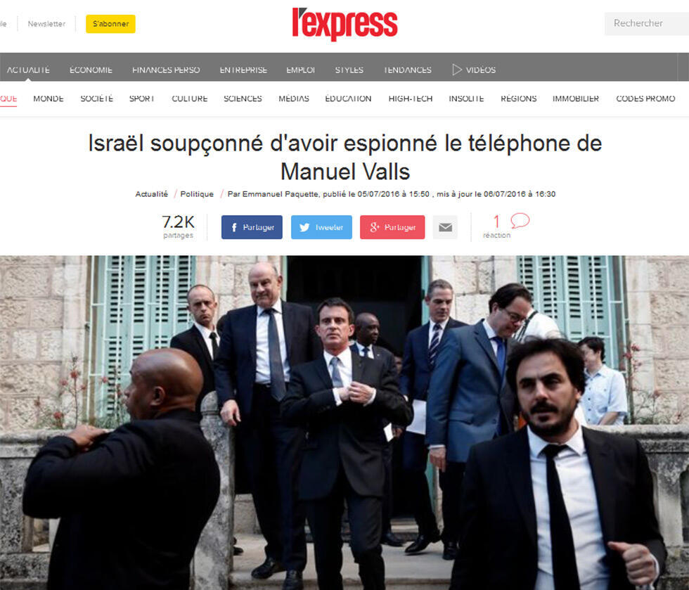 L'Express report about French delegation to Israel having phones tampered with by Israelnullnull L'Express report about French delegation to Israel having phones tampered with by Israel