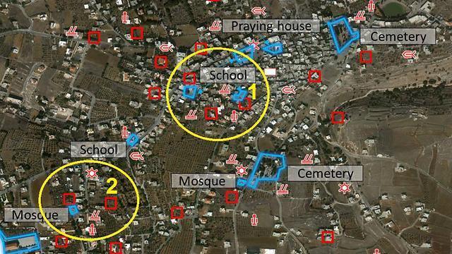 Map showing Hezbollah infrastructure in the village of Chakra, South Lebanon