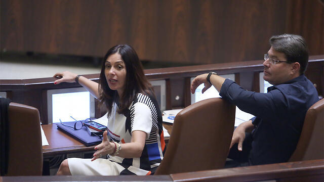 Miri Regev (L) and Ofir Akunis (Photo: Gil Yohanan)