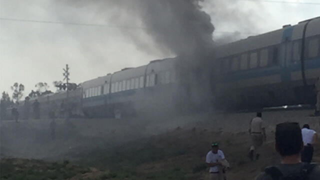 The train on fire (Photo: Liran Cohen)