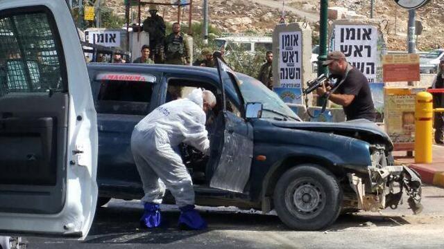 The vehicle used for the attack at the Elias Junction (Photo: Kiryat Arba Council)
