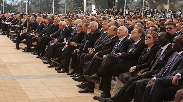 Palestinian President Abbas at the funeral (Photo: Gil Yohanan)