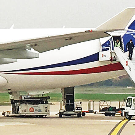 Missile defense system visible on belly of planenullnull Missile defense system visible on belly of plane