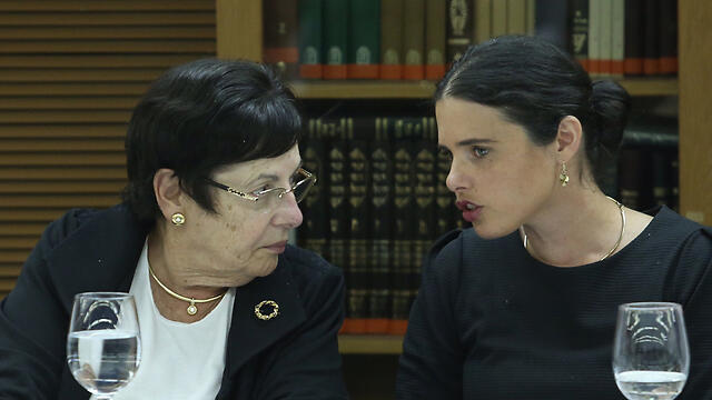 Justice Minister Shaked and Chief Supreme Court Justice Naor (Photo: Gil Yohanan)