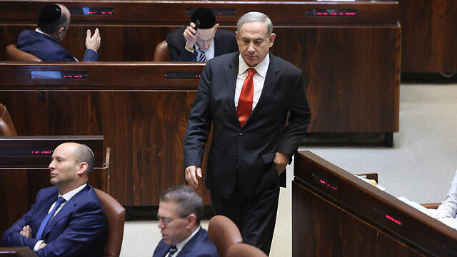 L to R: Bennett, Erdan, Netanyahu (Photo Gil Yohanan) (צילום: גיל יוחנן) L to R: Bennett, Erdan, Netanyahu (Photo Gil Yohanan)