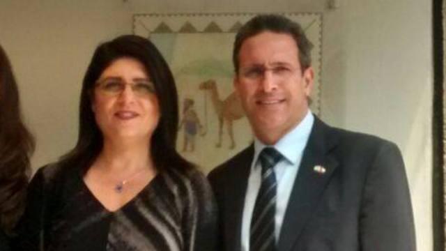 Israel's Ambassador to Chile Eldad Hayat, right, with his wife Michal.