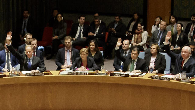 The UN Security Council voting on the resolution, as Power, representing the US, abstains (Photo: EPA)