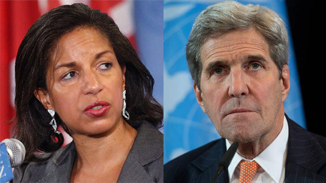 Rice (L) and Kerry (Photos: EPA; AFP)