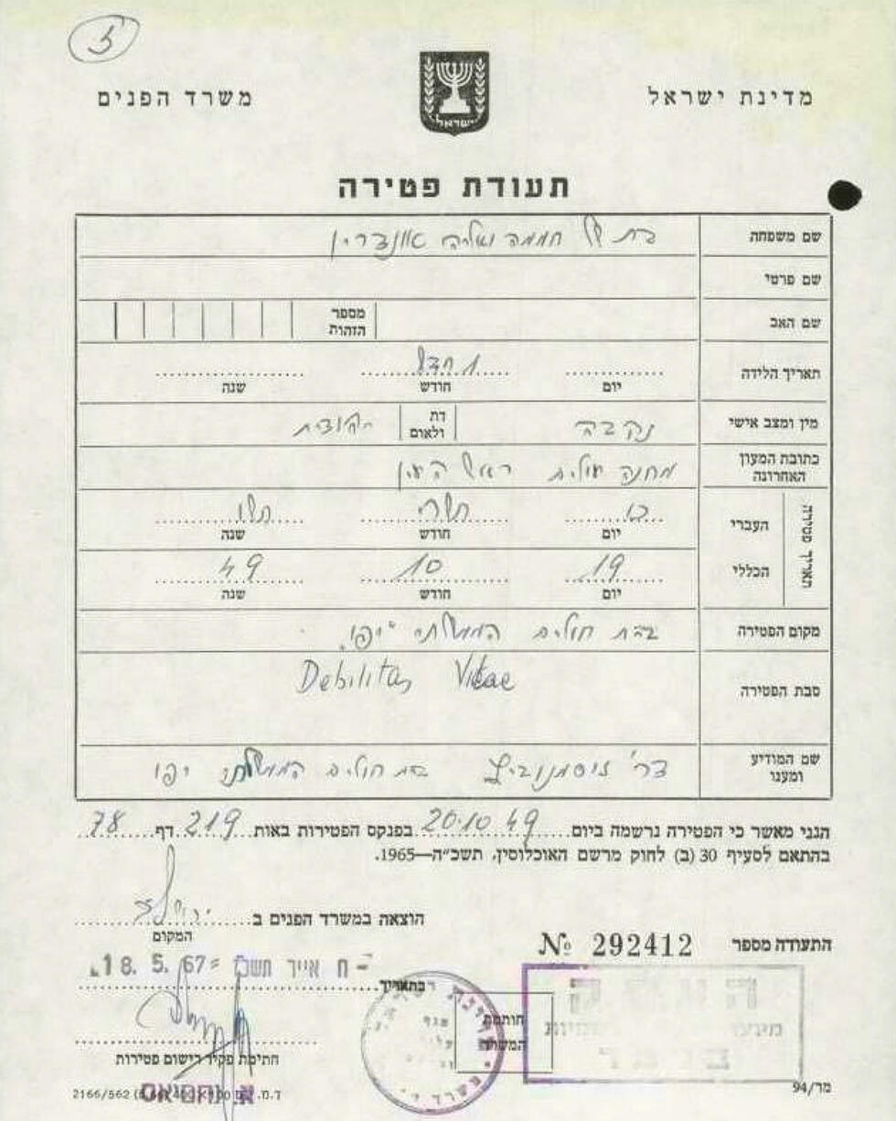 Death certificate of the Danin triplets