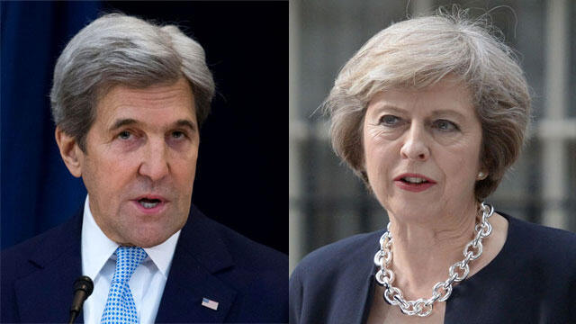 Kerry (L) and May (Photo: AFP, EPA)