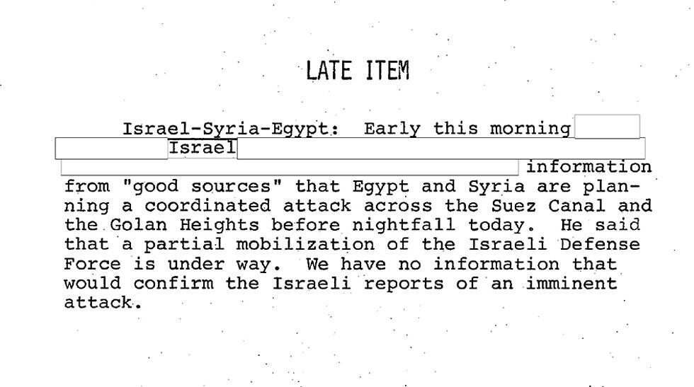 Intelligence briefing for Nixon on October 6, 1973