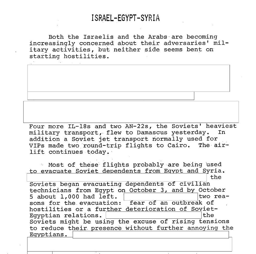 CIA report before the war broke out