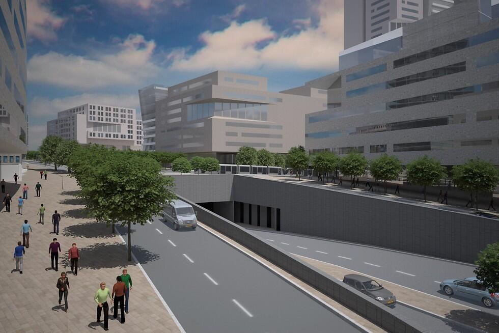 Building on top of the Menachem Begin Expressway