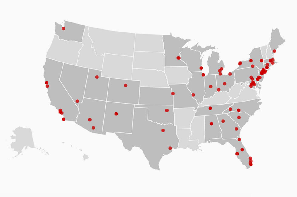 Map detailing locations of bomb threats (Photo: CNN)