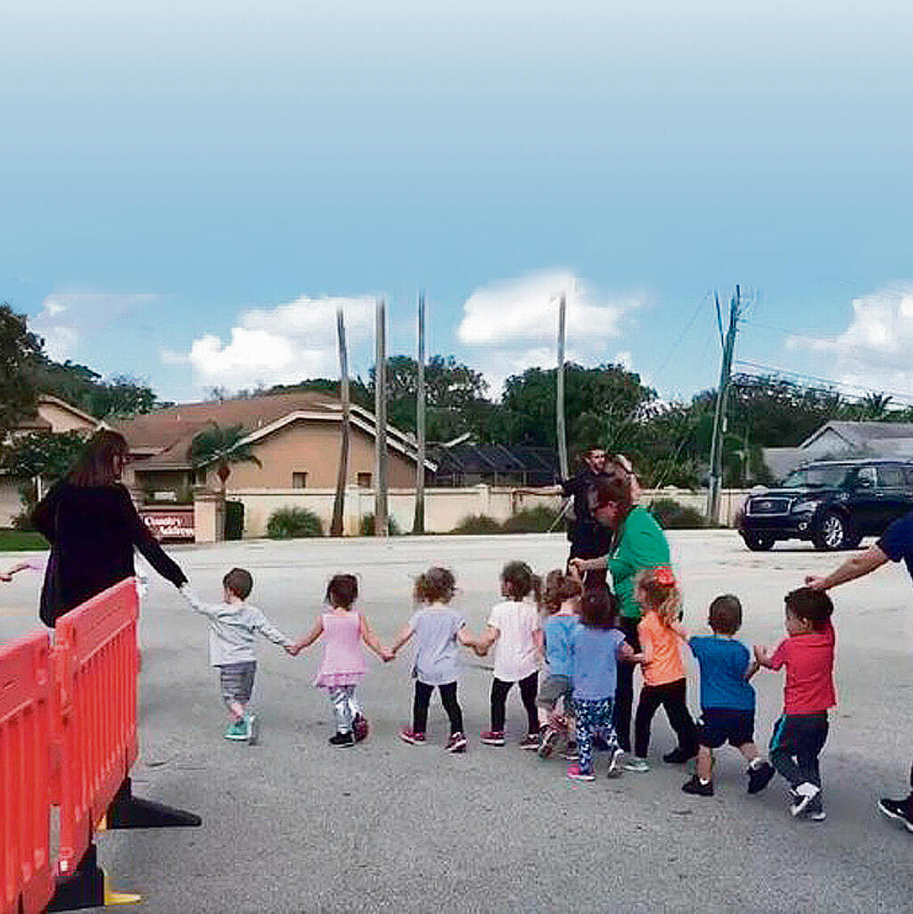 Children evacuated from a Jewish kindergarten in Florida